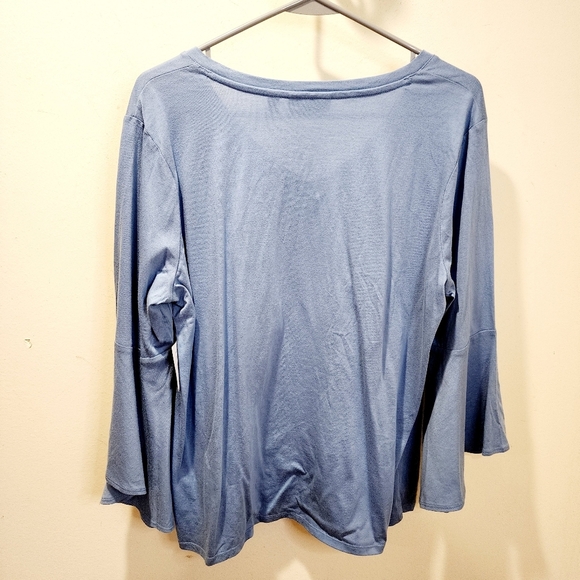 Ella Rafaela Women's Blue Quarter Sleeves top size L NWT - Picture 9 of 11